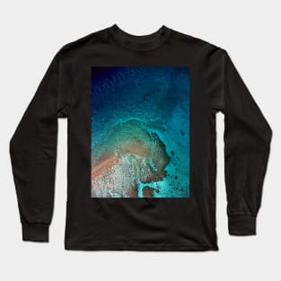 Coral swirl at Cocos atoll. Aerial. Long Sleeve T-Shirt